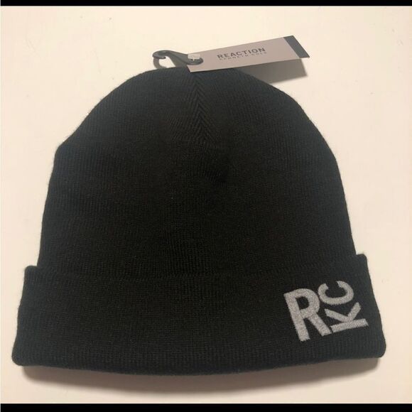 Kenneth Cole Beanie Mens Black Fleece Lined - Picture 1 of 2